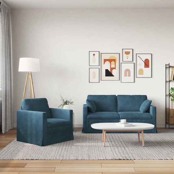 vidaXL Sofa 2 pcs Blau 158 x 78 x 80 cm Samt