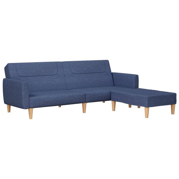 vidaXL Schlafsofa 2-Sitzer mit Fu&szlig;hocker Blau Stoff