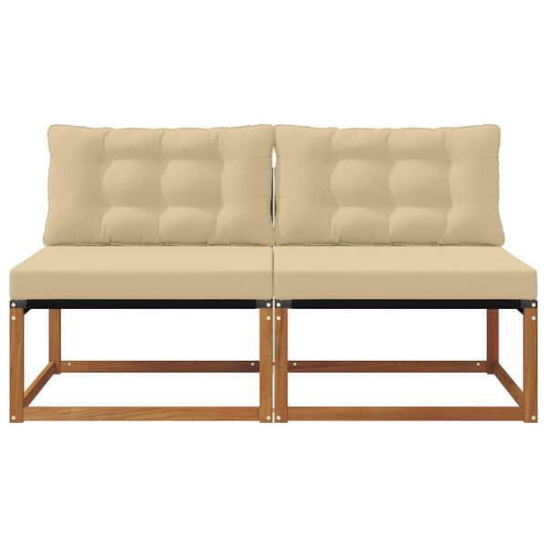 vidaXL 2 St&uuml;ck Outdoor Mittelsofa Massivholz Akazie Natur