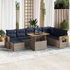 vidaXL 10-tlg. Garten-Sofagarnitur mit Kissen Grau Poly Rattan Akazie