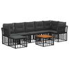 vidaXL Outdoor-Sofagarnitur 8 stk. Schwarz und Dunkelgrau Polyester