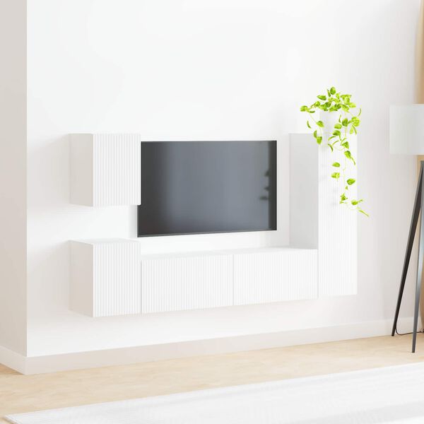 vidaXL TV-Schrankset Wandmontiert 4 pcs Wei&szlig; Holzwerkstoff
