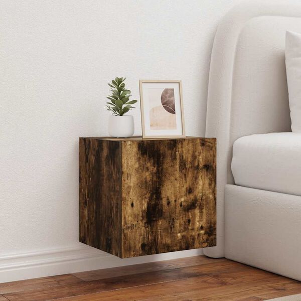 vidaXL TV-Wandschrank mit LED-Leuchten R&auml;uchereiche 40,5x35x40 cm