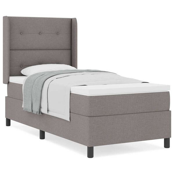 vidaXL Boxspringbett mit Matratze mit Kopfteil Taupe 90 x 190 cm Stoff