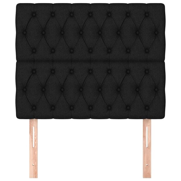vidaXL Kopfteil Schwarz 100 x 7 x 118/128 cm Stoff