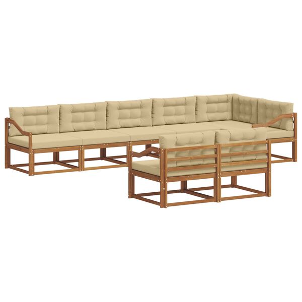 vidaXL Outdoor-Sofagarnitur mit Kissen 8 pcs Natur und Beige