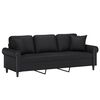 vidaXL 3-Sitzer-Sofa mit Kissen Schwarz 180 cm Kunstleder