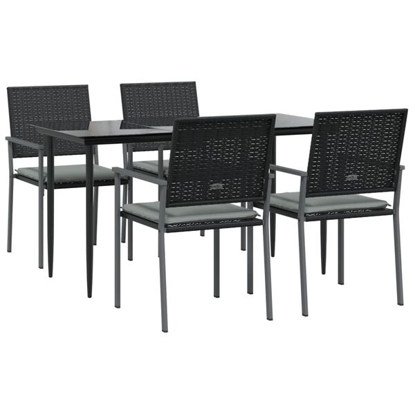 vidaXL 5-tlg. Garten-Essgruppe mit Kissen Poly Rattan und Stahl