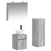 vidaXL Badezimmerm&ouml;bel-Set 4 stk. Grau Sonoma Ingenieurholz und Glas