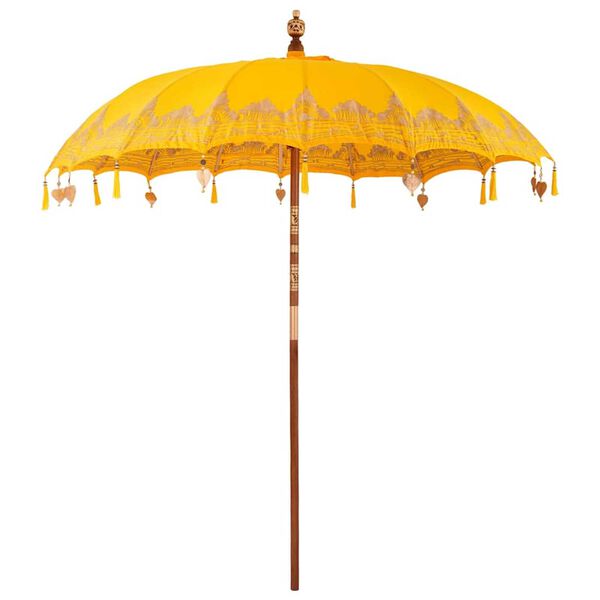 vidaXL Balinesischer Sonnenschirm mit Sockel Gelb 215 x 215 x 260 cm