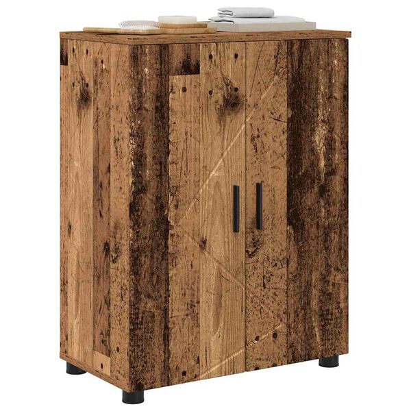 vidaXL Badezimmerschrank mit Speicher mit T&uuml;r Altholz 60 x 35 x 80 cm