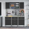 vidaXL Werkbank mit Schubladen 7 pcs Schwarz Ingenieure Holz und Stahl