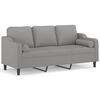 vidaXL 3-Sitzer-Sofa mit Kissen Hellgrau 180 cm Stoff