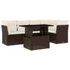 vidaXL 6-tlg. Garten-Sofagarnitur mit Kissen Braun Poly Rattan