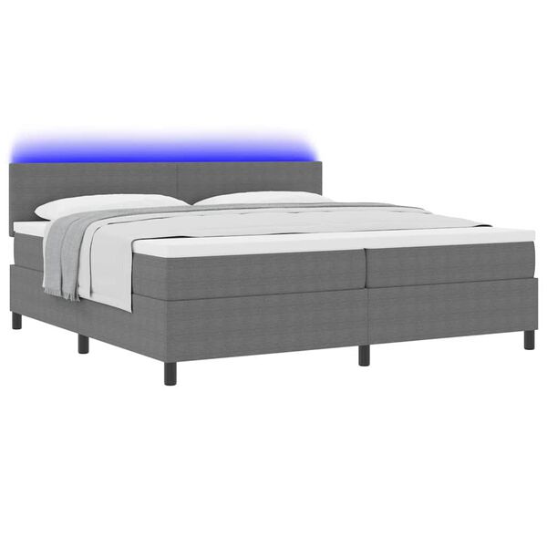 vidaXL Boxspringbett Hellgrau und Weiß 203 x 200 x 88 cm Cordstoff