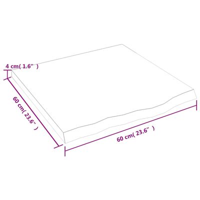 vidaXL Waschtischplatte Hellbraun 60x60x(2-4) cm Massivholz Behandelt