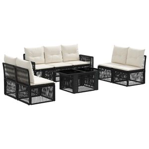vidaXL Gartensofa-set 8 stk. Schwarz und Cremewei&szlig; Poly-Rattan