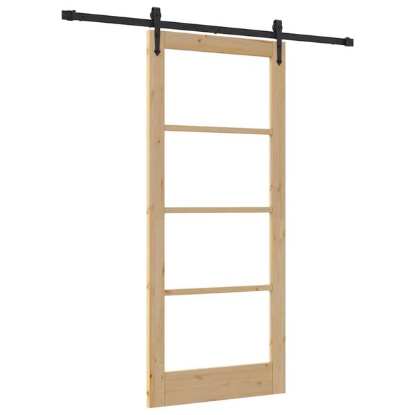vidaXL Schiebet&uuml;r Natur 86 x 198,5 cm Massivholz Kiefer und Glas