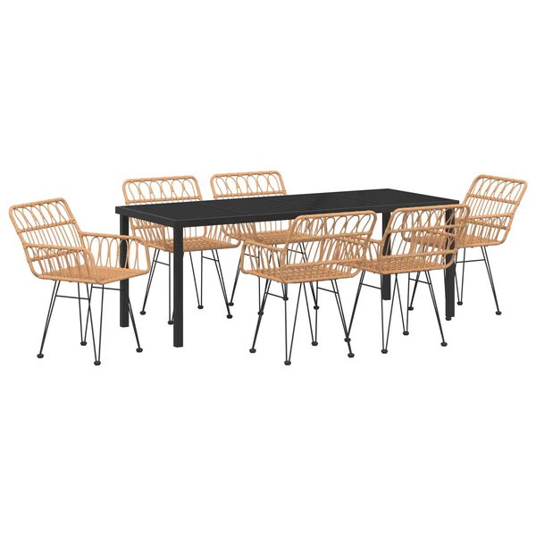 vidaXL Garten Essgruppe 7 pcs Braun Pulverbeschichteter Stahl