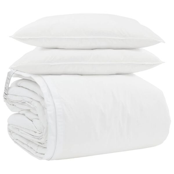 vidaXL Bettdecken Set mit Kissen 3 pcs Wei&szlig; Daunenfeder