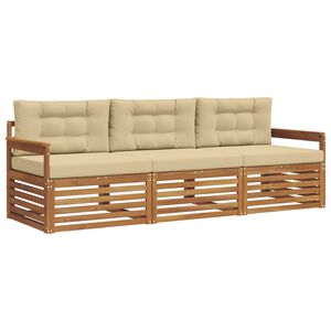 vidaXL Outdoor-Sofagarnitur 3 stk. Natur und Beige