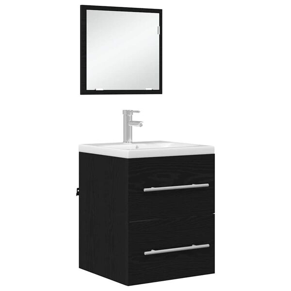 vidaXL Badezimmerm&ouml;bel-Set mit Schubladen Schwarz 41 x 38,5 x 48 cm