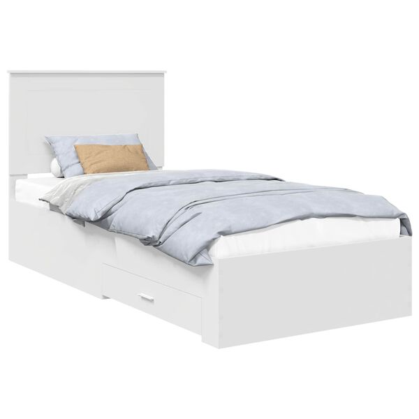 vidaXL Bettrahmen Wei&szlig; und Silber 75 x 190 cm Holzwerkstoff