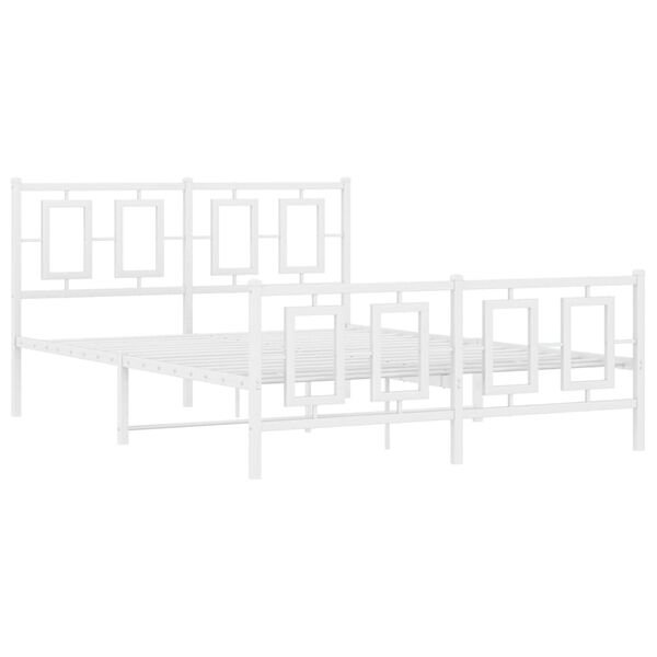 vidaXL Bettgestell mit Kopf- und Fu&szlig;teil Metall Wei&szlig; 140x200 cm
