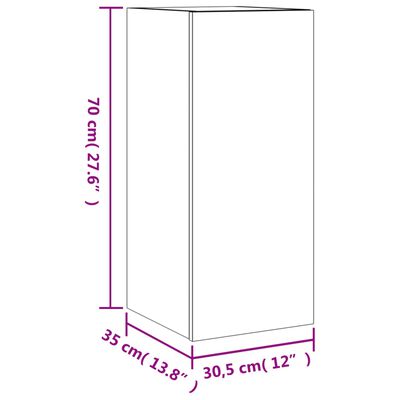 vidaXL TV-Wandschrank mit LED-Leuchten Schwarz 30,5x35x70 cm