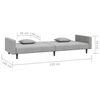 vidaXL Schlafsofa 2-Sitzer mit 2 Kissen Hellgrau Samt