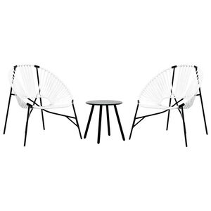 vidaXL Gartenstuhl-Set 3-tlg. Schwarz und Wei&szlig; Poly Rattan
