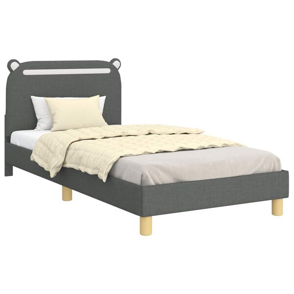 vidaXL Kinderbettgestell mit Kopfteil Dunkelgrau 90 x 190 cm Stoff