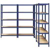 vidaXL Lagerregale mit 5 B&ouml;den 4 Stk. Blau Stahl & Holzwerkstoff