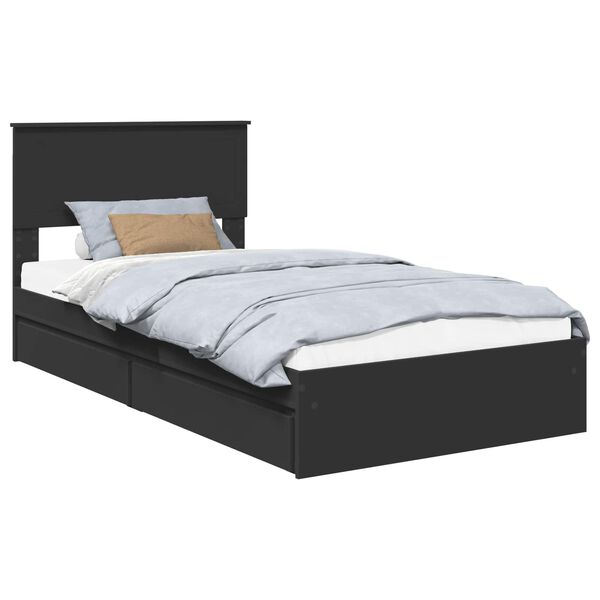vidaXL Aufbewahrungsbett Schwarz 100 x 200 cm Holzwerkstoff