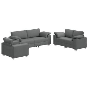 vidaXL Sofa 3 stk. Dunkelgrau Leinenmischgewebe