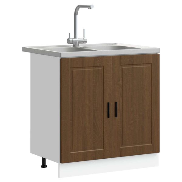 vidaXL Waschbecken-Unterschrank Porto 2 pcs Braun Holzwerkstoff