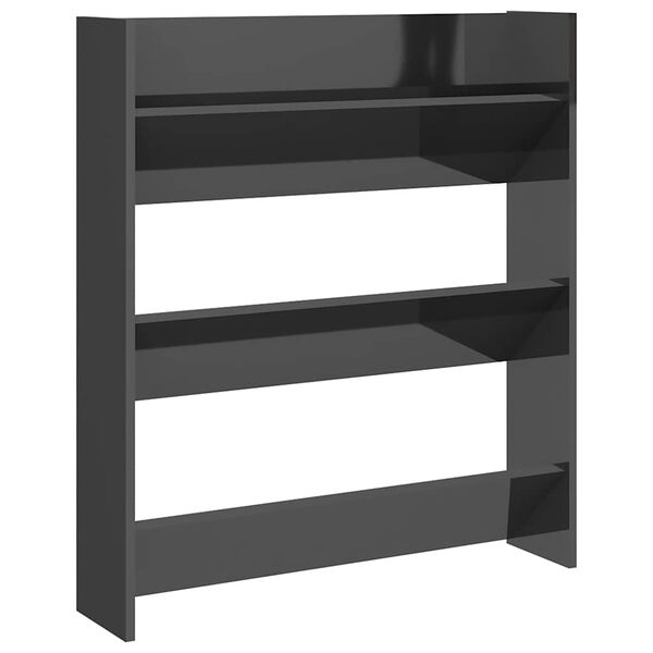 vidaXL Wand-Schuhschrank Hochglanz-Grau 80x18x90 cm Holzwerkstoff