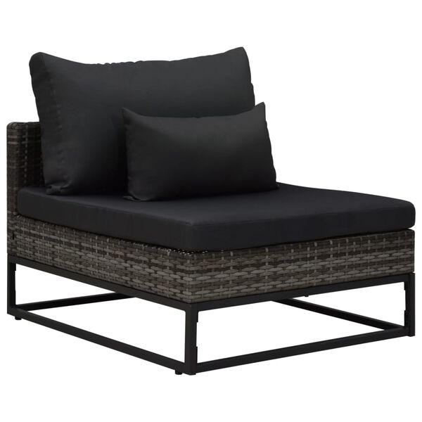 vidaXL 4-tlg. Garten-Sofagarnitur mit Auflagen Poly Rattan Grau