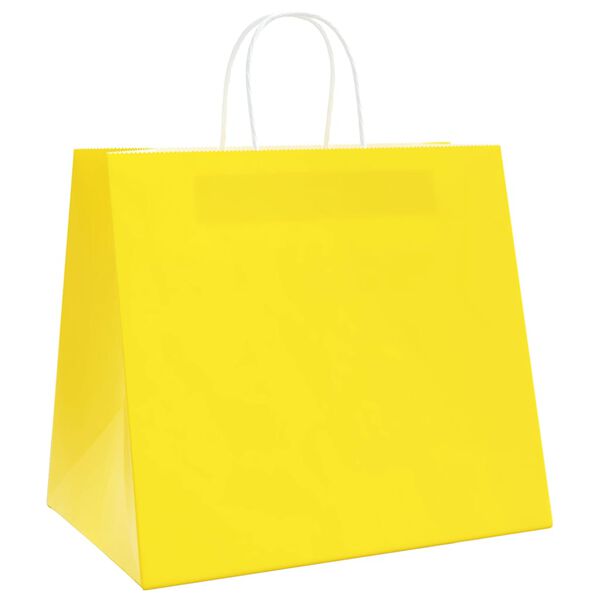 vidaXL Papiertragetaschen 250 Stk. mit Henkeln Gelb 32x22x28 cm