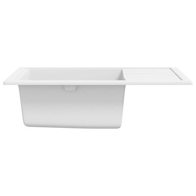 vidaXL Küchenspüle mit Überlauf Oval Weiß Granit