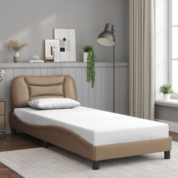 vidaXL Bettgestell ohne Matratze "Hvar" Cappuccino-Braun 90x200 cm Kunstleder