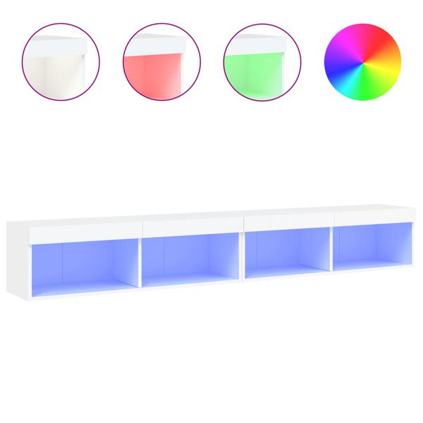 vidaXL TV-Schr&auml;nke mit LED-Leuchten 2 Stk. Wei&szlig; 100x30x30 cm