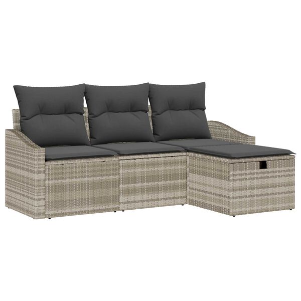 vidaXL Sofa Set mit Kissen 4 pcs Poly-Rattan