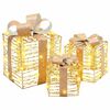 vidaXL Beleuchtete Weihnachtsgeschenkbox 3 stk. 150 LEDs Warmes Wei&szlig;