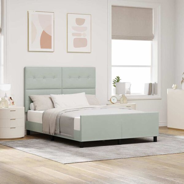 vidaXL Boxspringbett mit Kopfteil Hellgrau 140 x 190 cm Samt