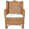 vidaXL Sessel mit Kissen Hellbraun Nat&uuml;rliches Rattan und Leinen