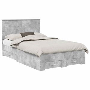 vidaXL Bettrahmen mit Kopfteil Beton Grau 120 x 200 cm Holzwerkstoff