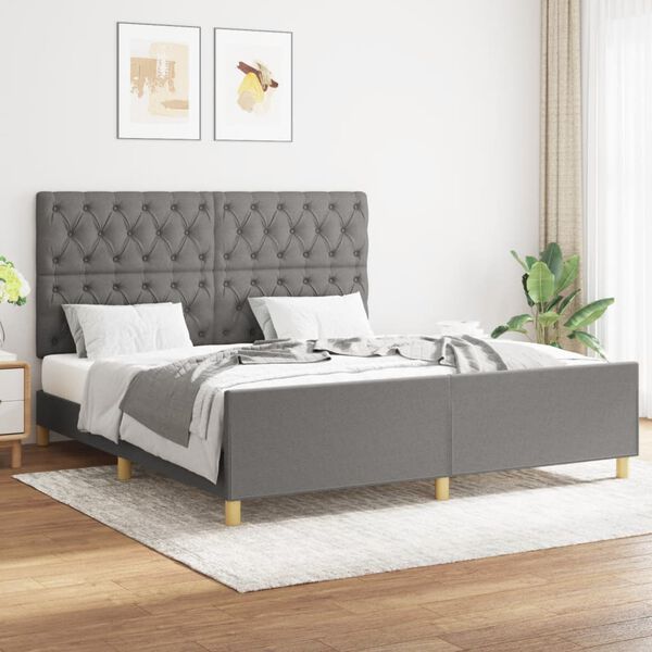 vidaXL Bettgestell ohne Matratze Dunkelgrau 160x200 cm Stoff
