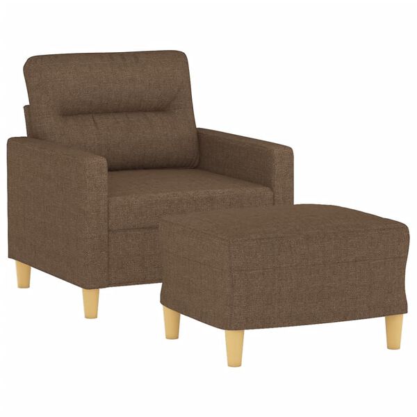 vidaXL Sessel mit Hocker Braun 60 cm Stoff