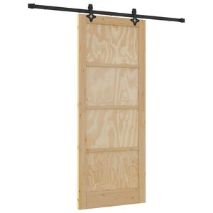 vidaXL Schiebet&uuml;r Nat&uuml;rlich und Schwarz 86 x 211 cm
